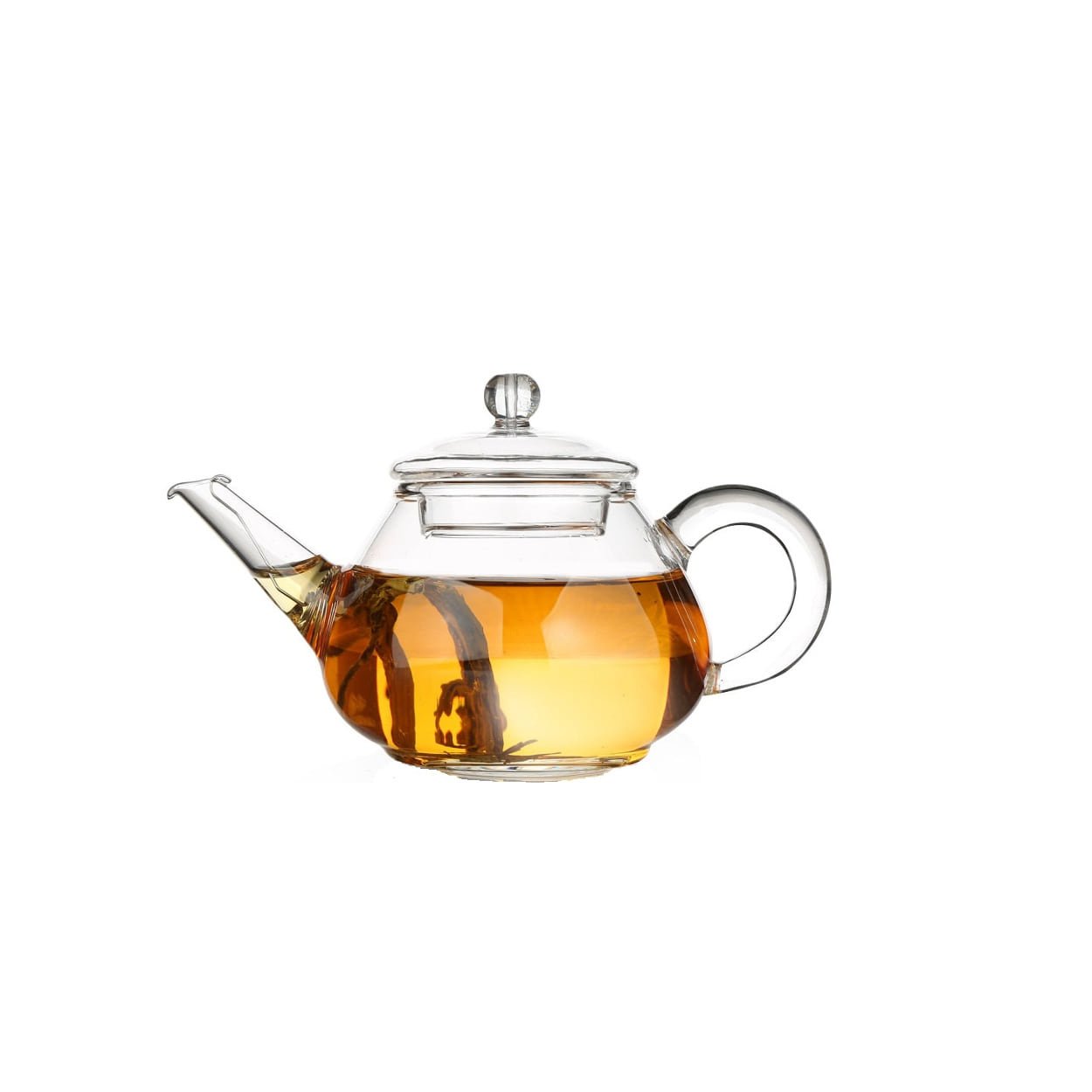 Théière En Verre 1000 Ml Avec Infuseur Amovible Bouton Pression – Kungfu Tea Filtre Acier Inox 304 – Thé En Feuilles Parfait (aussi 500 Ml)