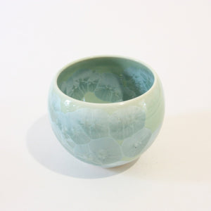 Jade Green Flower Crystal Yunomi Tea Cup - Tea Repertoire