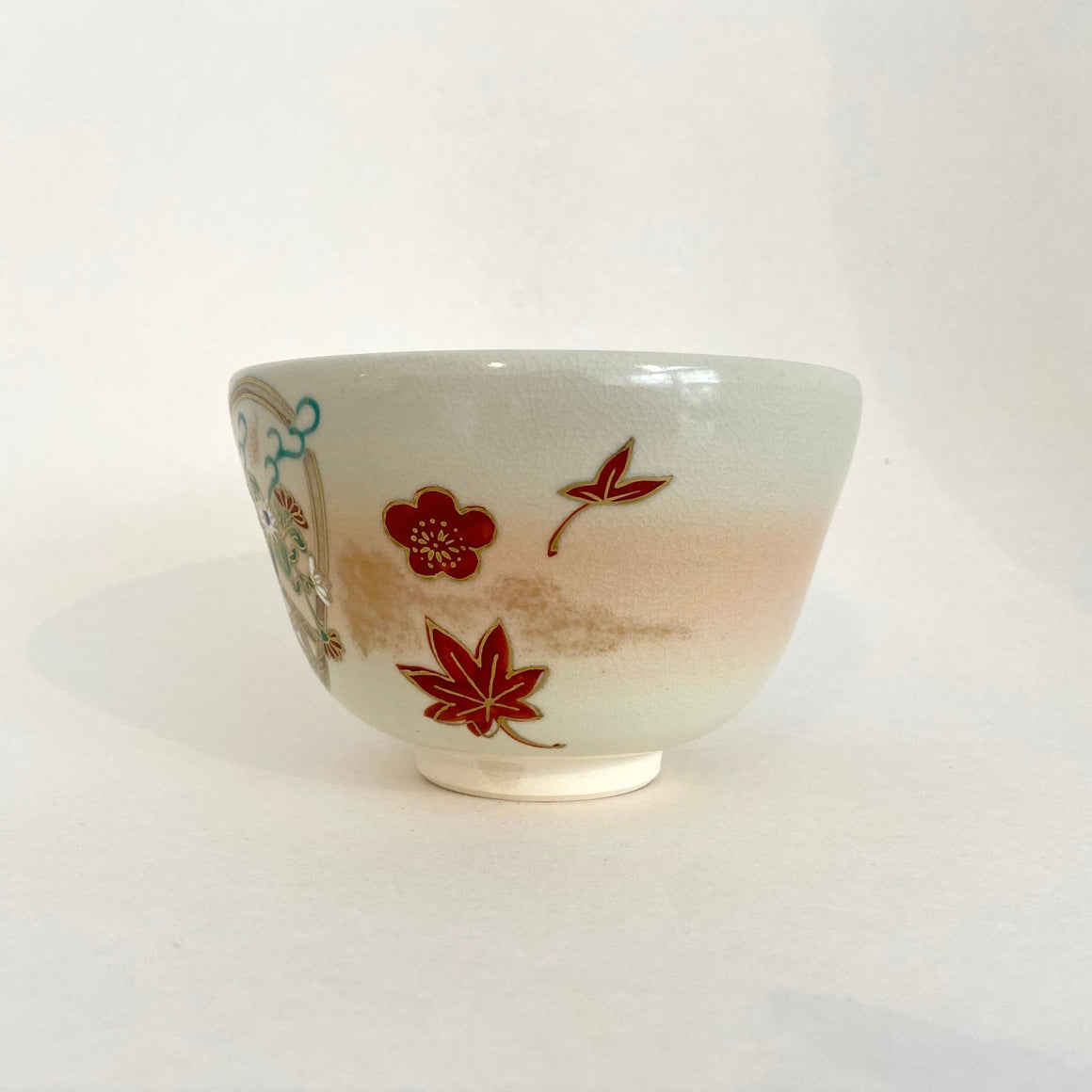 Japanese Plum Blossom & Maple Motif Matcha Bowl - Tea Repertoire